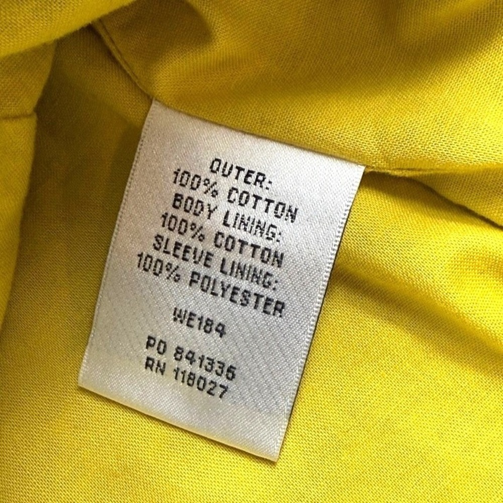Boden Cropped Blue White Polka Dot Cotton Jacket Yellow Lining Womens Size 10 - Picture 6 of 6